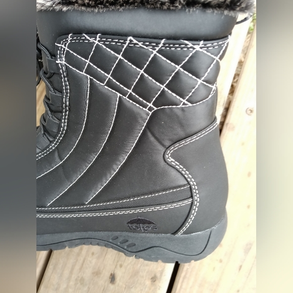 Totes Womens Black Faux Fur Trim Rain Boot Women's Size 11 - Picture 11 of 14